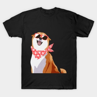 Happy Shiba Inu - Red shades and bandana T-Shirt